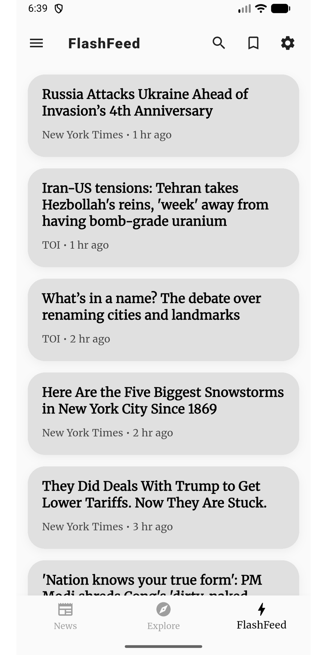 Mirror Report app - FlashFeed
